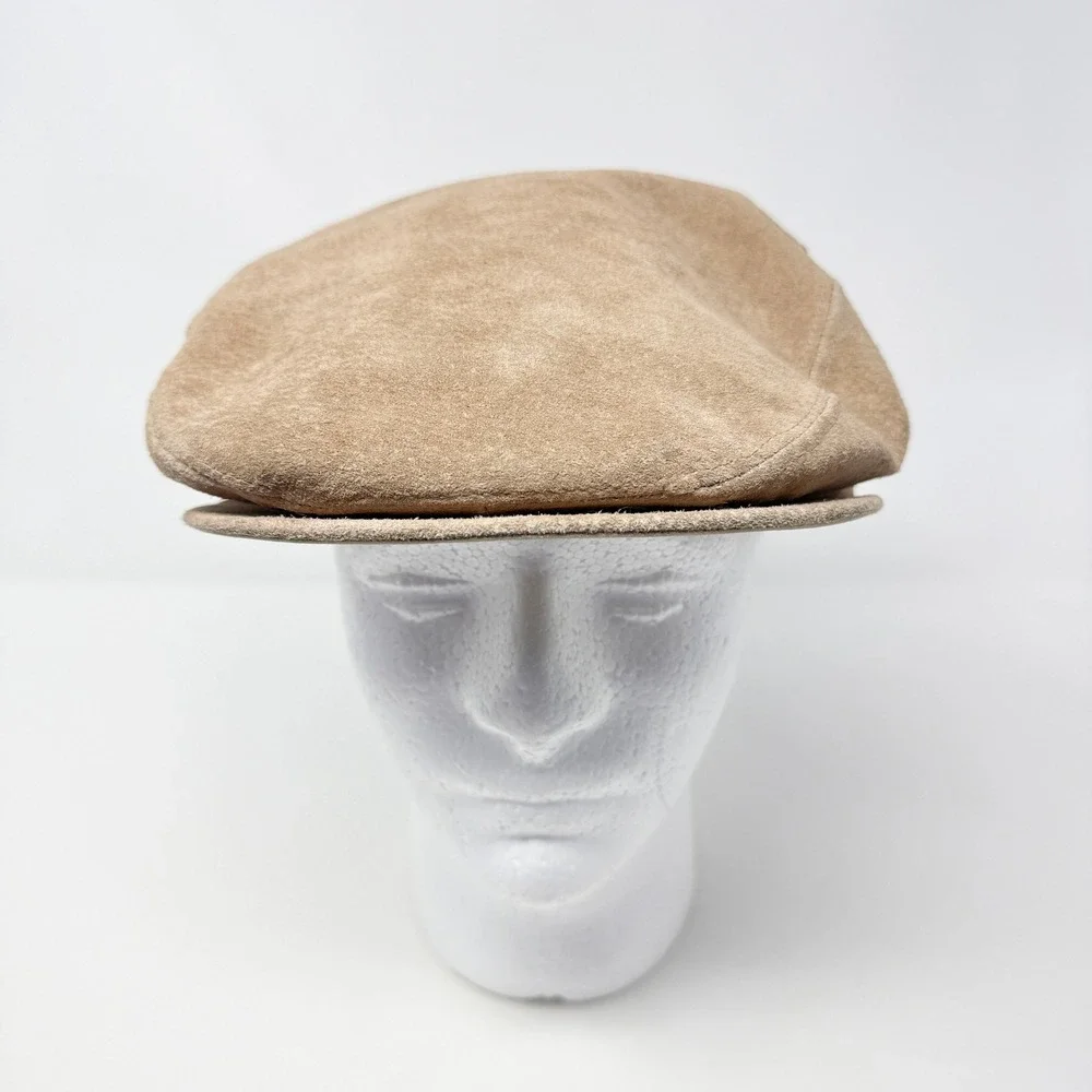 Country Gentleman Mens Tan Suede Flat Cap Ivy Newsboy Driving Hat Size XL
